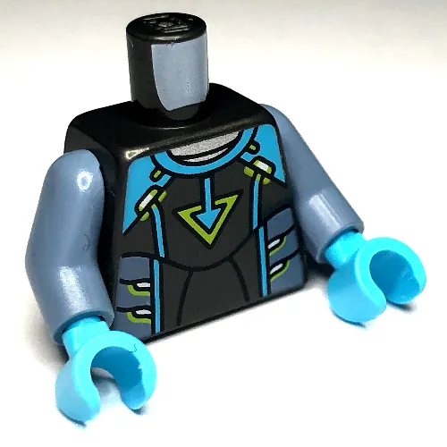 Torso Jumpsuit, Medium Azure Markings, Pearl Titanium Panels, Lime Triangle Print, Sand Blue Arms, Dark Blue Hands