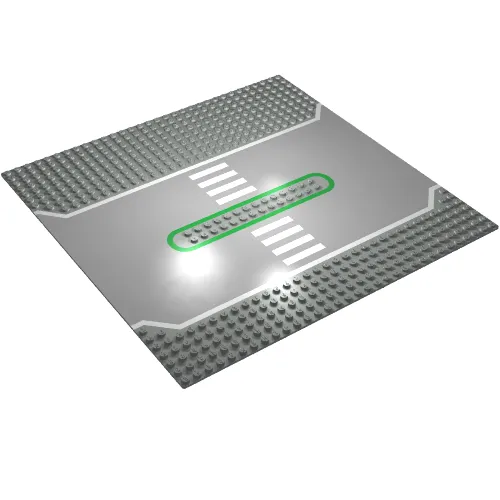 Baseplate 32 x 32 Split with 2 x 14 Center Studs, White and Green Lines Print