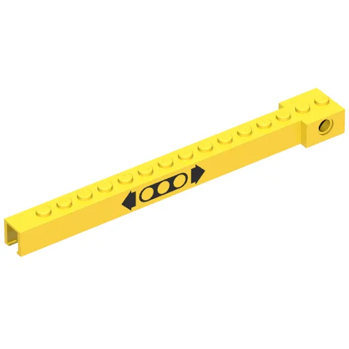 Crane Arm Outside, Narrow, 16 Studs with Black Moving Print