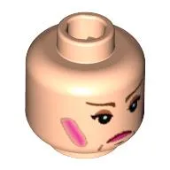 Minifig Head Dolores Umbridge, Pink Lips, Rouge, Frown Lines, White Pupils Print [Blocked Open Stud]