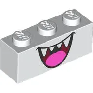 Brick 1 x 3 with Open Mouth Smile with Teeth and Dark Pink Tongue (Boo) Print