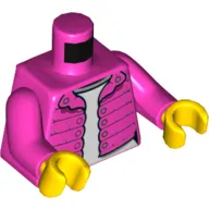 Torso Jacket with Buttons, over White Undershirt Print, Dark Pink Arms, Yellow Hands