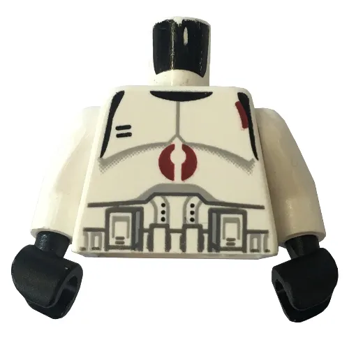 Torso Armor Clone Trooper with Dark Red Mark Print, White Arms, Black Hands