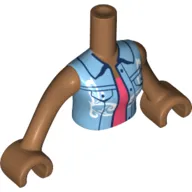 Minidoll Torso Woman with Medium Azure Jacket, Coral Shirt print, Medium Nougat Arms and Hand