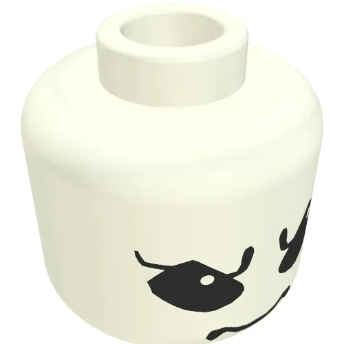 Minifig Head Gasgano, Large Black Eyes, Eyebrows, Pupils Print [Blocked Open Stud]