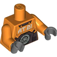 Torso with 'AT.01' Print, Orange Arms, Dark Bluish Gray Hands