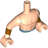 Minidoll Torso Man with Bare Chest, Copper Cuffs, Medium Azure Belt Print