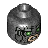 Minifig Head Vulture, Face Mask, Green Eyes / Light Nougat Face Print