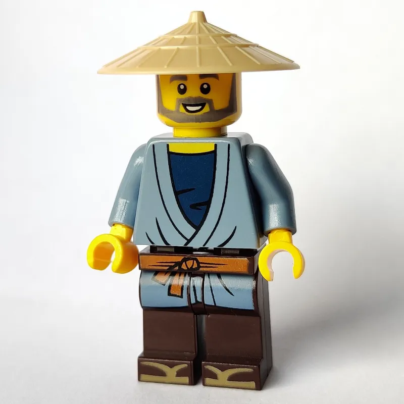 Man, Sand Blue Robe, Tan Conical Hat, Beard
