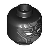 Minifig Head Black Panther, Dark Bluish Gray / Silver Face Mask, White Eyes