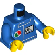 Torso Racing Jacket with Octan Logo and OIL' / '2012 The LEGO Store Overland Park, KS' on Back Print, Blue Arms, Yellow Hands