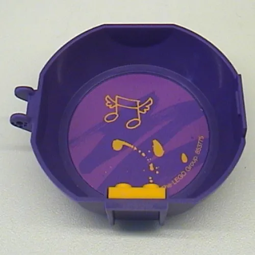 Pod, Round, Half, Back with 1 x 2 Plate Bright Light Orange with Musical Note Sticker