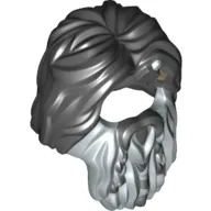 Hair with Beard Braided Dark Bluish Gray and Metallic Silver Print [Bifur]