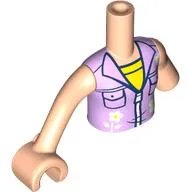 Minidoll Torso with Left Limb Reduction with Bright Pink Jacket, White Zipper, Flowers, Yellow Shirt print