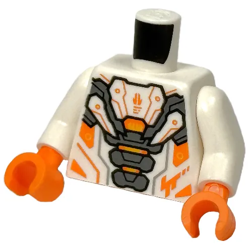 Torso Armor, Silver Panels, Orange Markings print, White Arms, Orange Hands