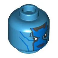 Minifig Head Nebula, Blue Face Paint, Stripes, Angry Stare, Dark Blue Lips print