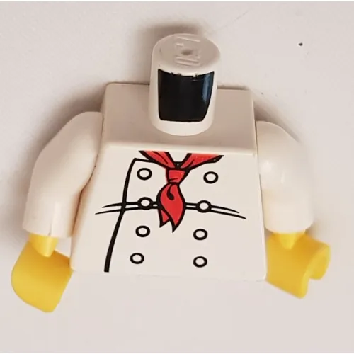 Torso Chef with 8 Buttons, Long Red Neckerchief / '2011 The LEGO Store Toronto, Canada' Print, White Arms, Yellow Hands