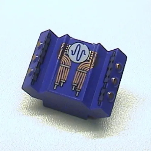 Brick Sloped 2 x 2 No Studs with Angled Side Block Extensions and Pulse Print