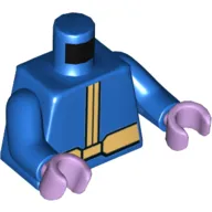 Torso Jacket, Gold Vertical Stripes and Wide Belt with Narrow Buckle Print, Blue Arms, Lavender Hands