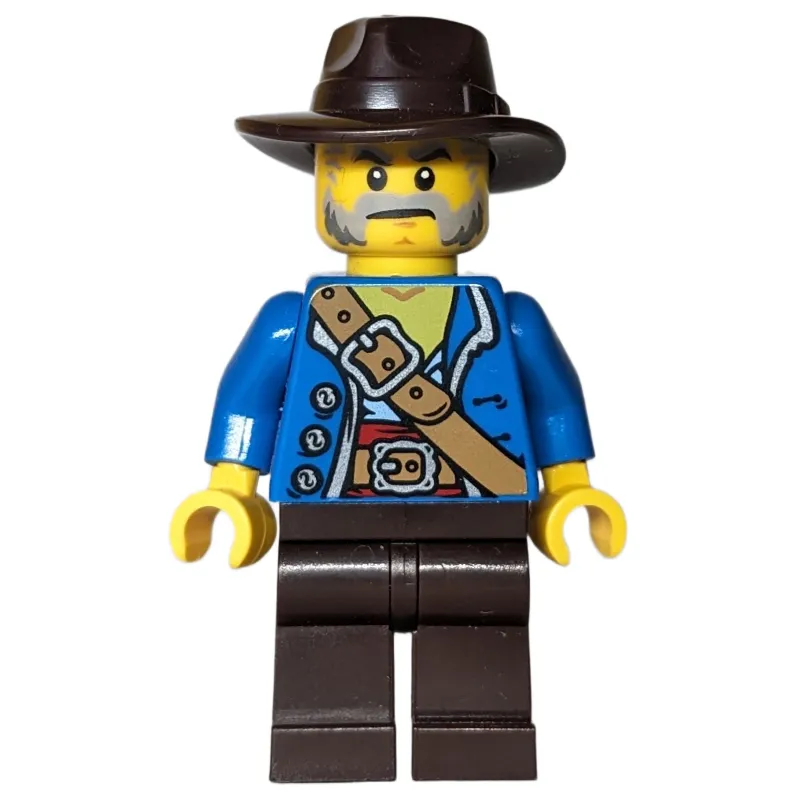 Pirate, Blue Torso, Dark Brown Legs, Dark Brown Hat