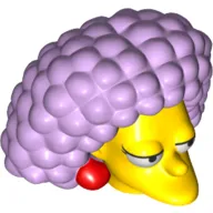 Minifig Head Special, Simpsons, Selma with Dark Red Earrings and Lavender Hair Print