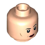 Minifig Head Madam Pince, Eyelashes, Cheek Lines, Dark Red Lips, Raised Left Eyebrow / Angry Print