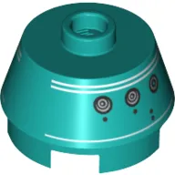 Brick Round 2 x 2 Truncated Cone with White Stripe, Droid Print (K3-R1)