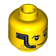 Minifig Head Space Miner, Beard Stubble, Raised Left Eyebrow, Headset and Smile Print