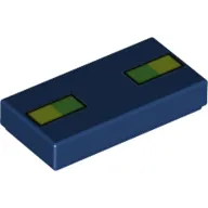 Tile 1 x 2 with Pixelated Face / Lime/Green Squares print