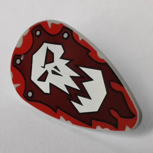 Shield Ovoid with White Skull on Black/Dark Red Field print