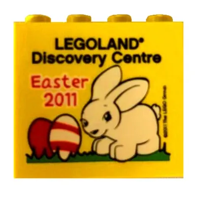 Brick 2 x 4 x 3 with 'LEGOLAND Discovery Centre Easter 2011' Print