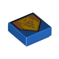 Tile 1 x 1 with Yellow King Symbol on Orange Pentagonal Shield Print