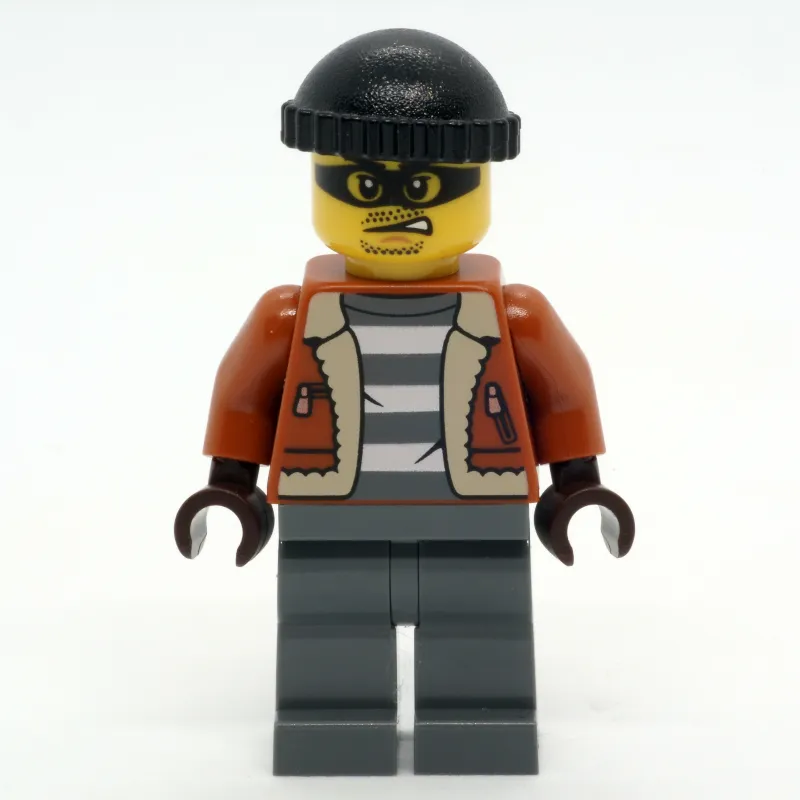 Criminal, Dark Orange Jacket, Dark Bluish Gray Legs, Black Beanie