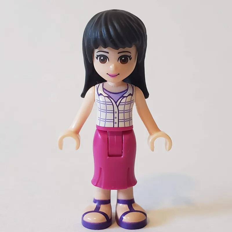 Maya - White Plaid Top, Magenta Dress