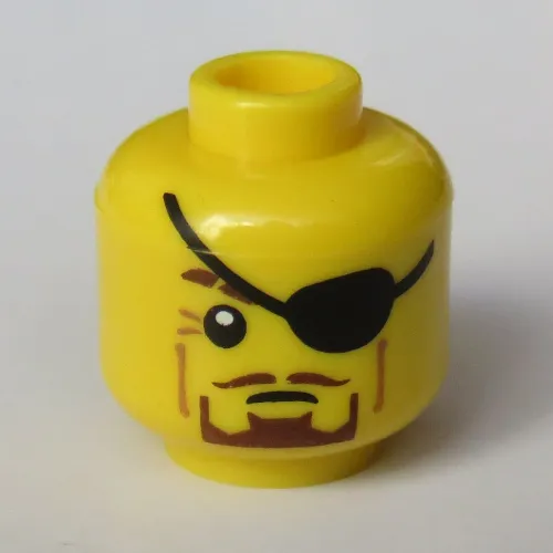 Minifig Head Jay (Future), Brown Beard, Eyepatch Print [Hollow Stud]