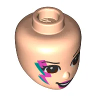 Minidoll Head Dark Brown Eyes, Magenta/Dark Turquoise Lightning Bolt print