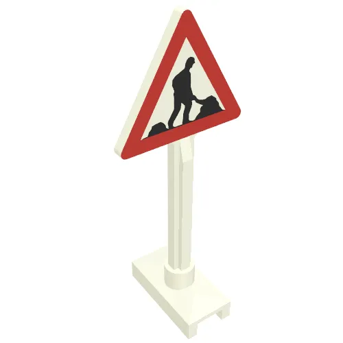 Road Sign Triangle with Roadworks Print - 2 Dirt Piles - undetermined