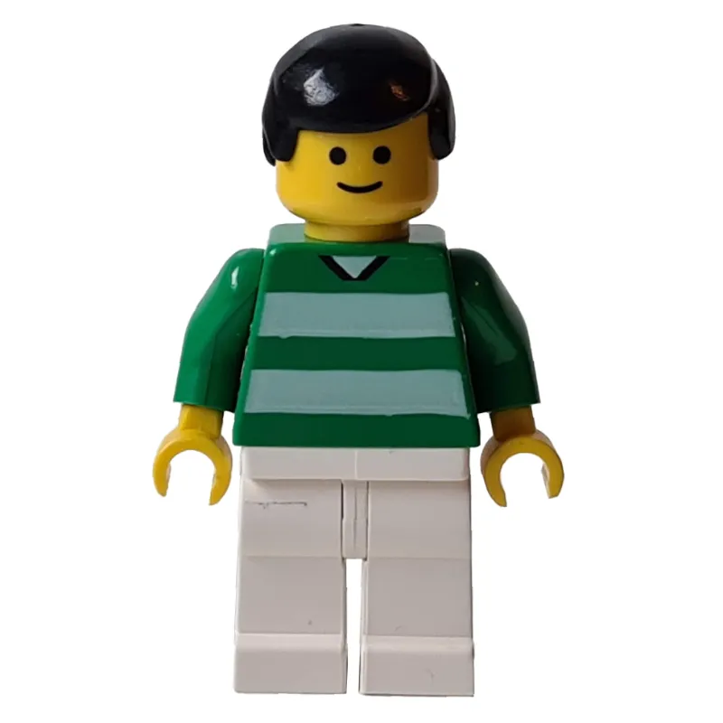 Soccer Player Green Torso, White Legs, Black Hair, Standard Face #7