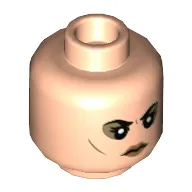 Minifig Head Bellatrix Lestrange, Dark Tan Eye Shadow, Medium Nougat Lips, Neutral / Grin