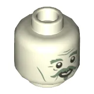 Minifig Head Nearly Headless Nick, Bushy Eyebrows, Moustache, Goatee, Smile Print