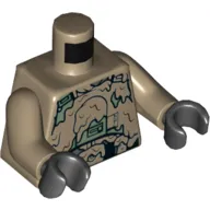 Torso Armor, Sand Green Stormtrooper with Mud Stains Print, Dark Tan Arms, Black Hands