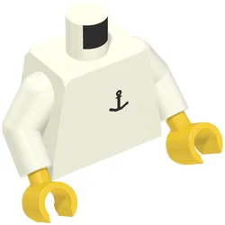 Torso Boat Anchor Logo Print, White Arms, Yellow Hands