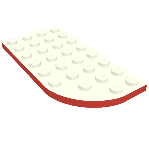 Plate Round Curved 4 x 8 Left with Waffle Bottom with Red Line on Curved Edge Print