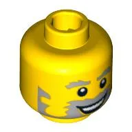 Minifig Head Fisherman, Beard Gray with Gray Eyebrows, Sideburns, Wide Open Smile and White Pupils Print