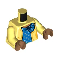 Torso, Jacket, Blue Shirt with Knot Print, Bright Light Yellow Arms, Medium Nougat Hands