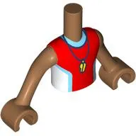 Minidoll Torso Boy with Red/White/Dark Azure Shirt, Whistle Print, Medium Nougat Arms and Hands