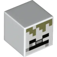 Minifig Head Special, Cube with Pixelated Black Eyes, Olive Green Pixels Print