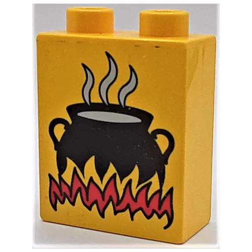 Duplo Brick 1 x 2 x 2 with Cooking Pot on Flames Print