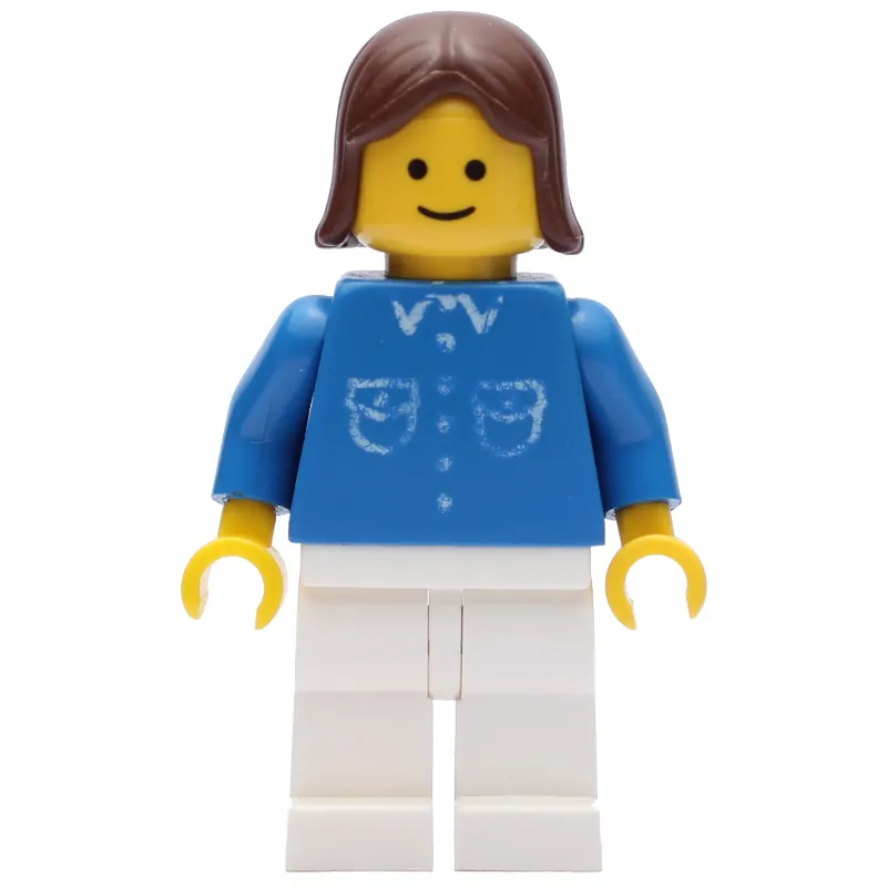Blue Torso, White Legs, Brown Hair