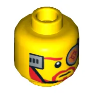 Minifig Head Max Solarflare, Dual Sided, Cyborg Eyepiece, Beard, Determined / Breathing Apparatus Print [Hollow Stud]